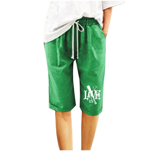Women's Half Pants Linen Cotton Loose Pants Casual Elastic Waist Shorts Fashionable Printing Elastic Waist 5-inch Pants Drawstring 5-inch Shorts