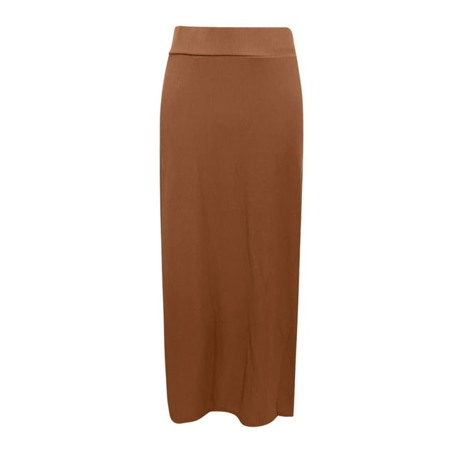 Women's Half Skirt And Solid Color With Hip Wrap Skirt And Split Skirt ...