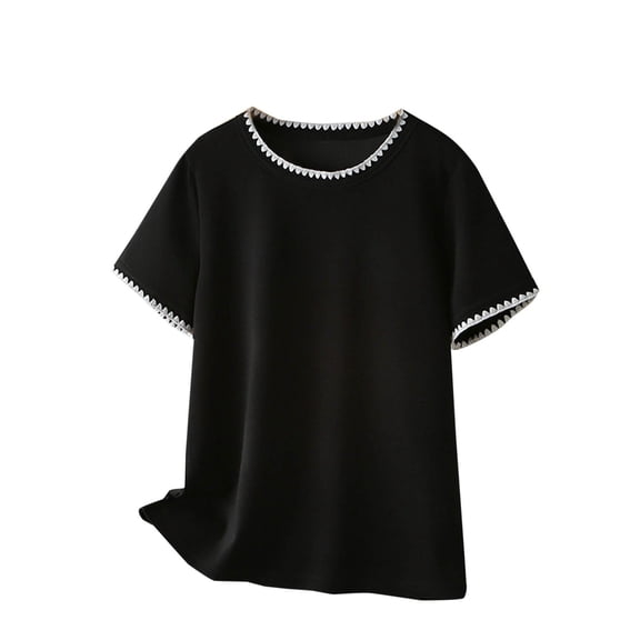 Women's Half Sleeve Round Neck Oversized T Shirt Split Side Loose Tee Tops