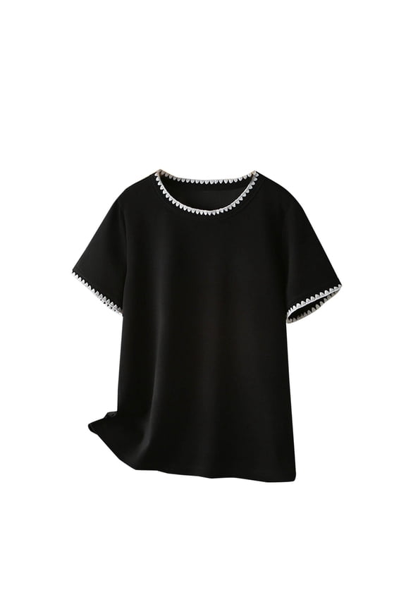 Women's Half Sleeve Round Neck Oversized T Shirt Split Side Loose Tee Tops