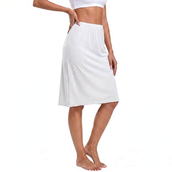 Women's Half Slip Underskirt, Mid Length Elastic Waist Under Dress Liner, Soft Smooth Seamless Breathable Ladies Slip Skirt for Daily Wear, Formal Dresses, Layering