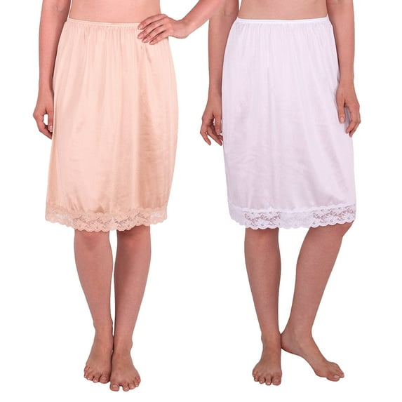 Women's Half Slip with Lace Details, Anti- Static (Pack of 2)