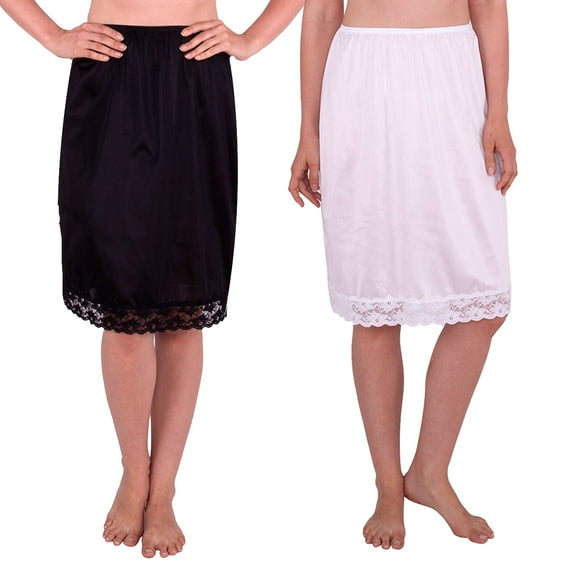 Women's Half Slip with Lace Details, Anti- Static (Pack of 2)
