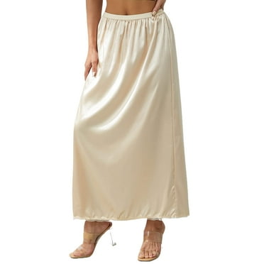 Women's Half Slips Underskirt for Under Dresses Slip Solid Lace Trim Satin Underskirt Inner Lining Short Mini Skirt