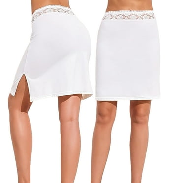 Women's Half Slips Underskirt for Under Dresses Slip Solid Lace Trim Underskirt Inner Lining Short Mini Skirt