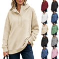 thumbnail image 1 of Women's Half Snap Hoodie Pullover Sweatshirt Long Sleeve Oversized Casual Fall Top with Button Placket Detail Womens Oversized Sweatshirts with Snap Button, 1 of 10