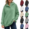 thumbnail image 1 of Women's Half Snap Hoodie Pullover Sweatshirt Long Sleeve Oversized Casual Fall Top with Button Placket Detail Womens Oversized Sweatshirts with Snap Button, 1 of 8