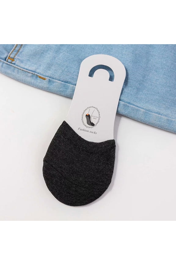 Women's Half Toe Invisible Socks, Open Toe No-Show Liner Socks, For Ballerina Flats, Mules, Sandals, 1-Pair Pack Dark Gray 1 pair