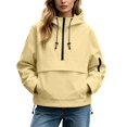 thumbnail image 1 of Women's Half Zip Hooded Windproof Jacket, Oversized Loose Fit Anorak with Drawstring Hood & Hem, Side Hand Pockets, Lightweight Outdoor Pullover Rain Coat for Daily Wear, 1 of 4