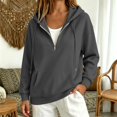 thumbnail image 1 of Women's Half Zip Hoodie Oversized Fleece Pullover Sweatshirt Drop Shoulder Kangaroo Pocket Cozy Fall Tops, S-2XL, 1 of 9