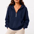 thumbnail image 1 of Women's Half Zip Oversized Drawstring Hoodie Casual Sweatshirt with Kangaroo Pocket S, 1 of 5