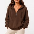 thumbnail image 1 of Women's Half Zip Oversized Drawstring Hoodie Casual Sweatshirt with Kangaroo Pocket XL, 1 of 5
