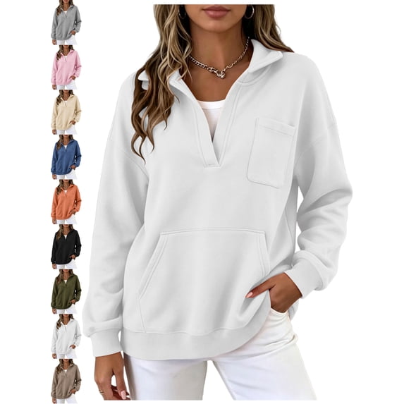 Women's Half Zip Oversized Pullover Sweatshirt Long Sleeve Mock Neck with Pockets Basic Casual Everyday Fall Winter Top