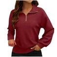 thumbnail image 1 of Women's Half Zip Sweatshirt Casual Long Sleeve Stand Collar Quarter Zip Pullover Fall Shirts Tops, 1 of 6