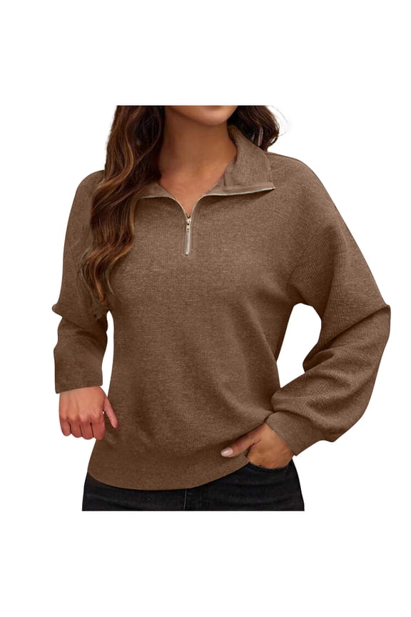 Women's Half Zip Sweatshirt Casual Long Sleeve Stand Collar Quarter Zip Pullover Fall Shirts Tops
