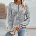 thumbnail image 1 of Women's Half Zip Sweatshirt Crew Neck Long Sleeve Cable Knit Pullover Tops 02-Gray XXL, 1 of 5