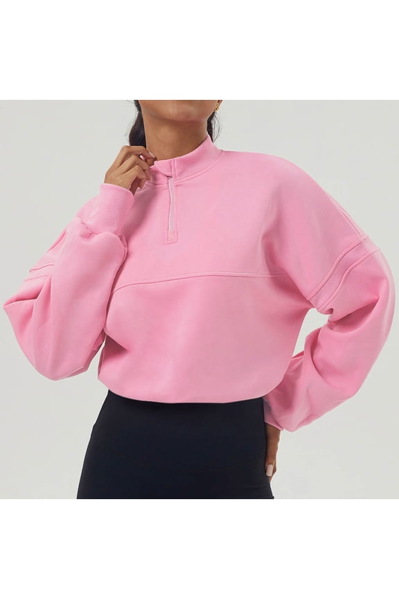 Oversized Collared Long Sleeve Pullover Sweatshirts & Hoodies, 1, Women's