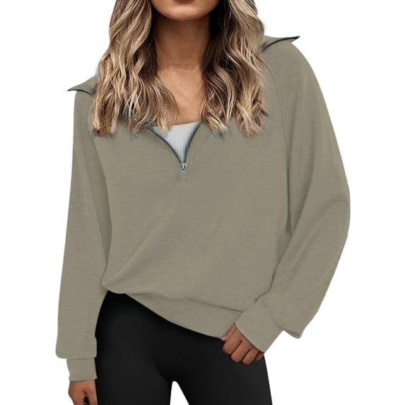 Women's Half Zip Sweatshirt Oversized Long Sleeve Quarter Zip Pullover Casual Lightweight Loose Sweatshirt Y2K Tops