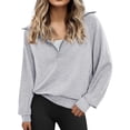 thumbnail image 1 of Women's Half Zip Sweatshirt Oversized Long Sleeve Quarter Zip Pullover Casual Lightweight Loose Sweatshirt Y2K Tops, 1 of 4