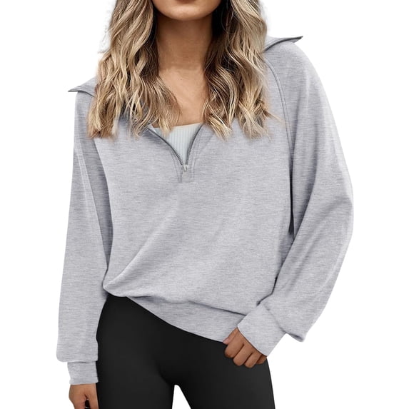 Women's Half Zip Sweatshirt Oversized Long Sleeve Quarter Zip Pullover Casual Lightweight Loose Sweatshirt Y2K Tops