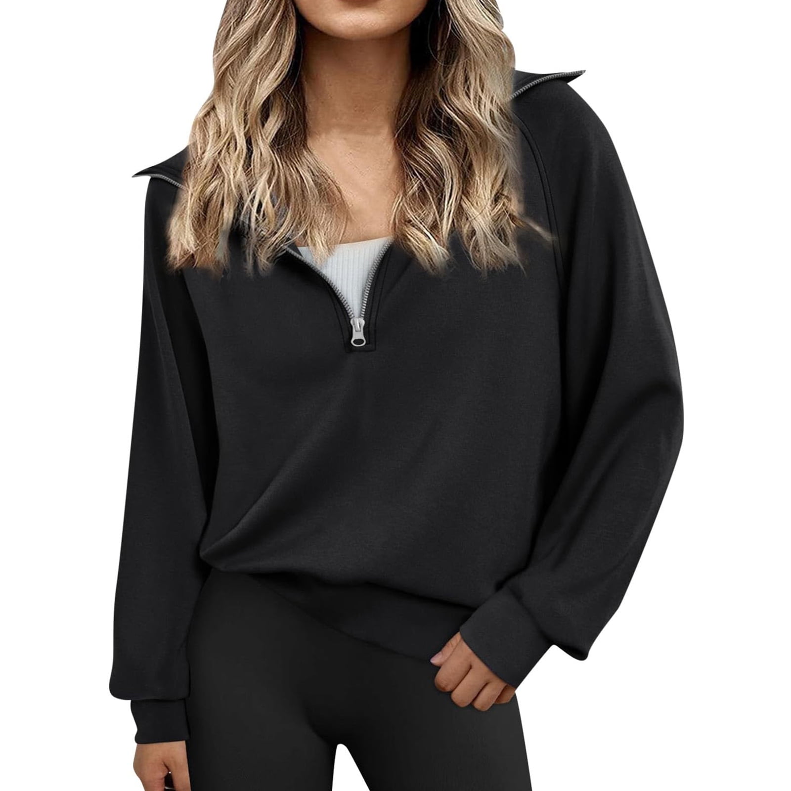 Free Assembly Women's Half Zip Pullover Sweatshirt, Sizes XS