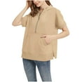thumbnail image 1 of Women's Half Zip Sweatshirts Collared V-Neck Short Sleeved Solid Tops with Pocket Fall Fashion Casual Loose Pullover Shirts, 1 of 7