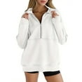 thumbnail image 1 of Women's Half Zip Sweatshirts Fleece Stand Collar Long Sleeve Thumb Hole Oversized Pullovers with Pockets, 1 of 5