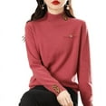 thumbnail image 1 of Women's Half-high Neck Bottoming Shirt Thickened Autumn and Winter Fashion Loose Sweater Knit Jumper, 1 of 4