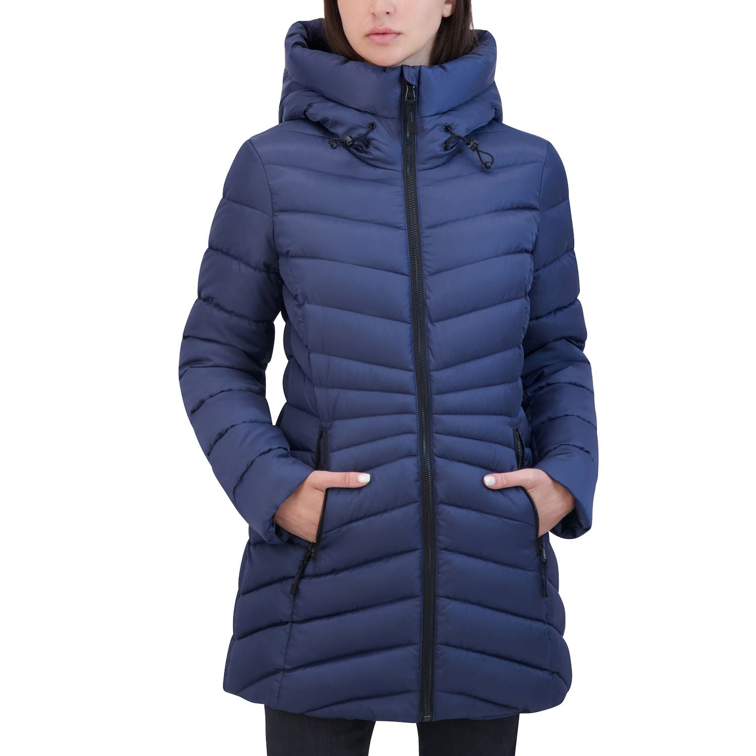 Women s Halitech Midweight Faux Fur Trim Midweight Puffer Jacket Color Black Size SMALL Walmart