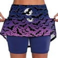 Women's Halloween Bat Print Skirted Shorts High Waist Athletic Skort
