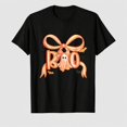 thumbnail image 1 of Women's Halloween Boo Bow Graphic T-Shirt, Cute Pumpkin Short Sleeve Shirt, 1 of 7