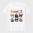 thumbnail image 1 of Women's Halloween Bow Pumpkin Collage Graphic T-Shirt, 100% Cotton Short Sleeve Shirt, 1 of 7