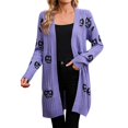 thumbnail image 1 of Women's Halloween Cardigan Sweaters Loose Ribbed Open Front Knit Coat Pumpkin Long Sleeve Cute Fall Winter Clothes, 1 of 8