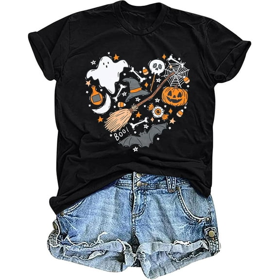 Women’s Halloween Casual Tee – Funny Spooky Graphic T-Shirt