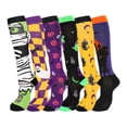 thumbnail image 1 of Women's Halloween Compression Socks 6 Pairs - Over Knee 15-20 mmHg Support Socks, Non Slip, Moisture Wicking, Spooky Prints for Nurses, Running, 1 of 5