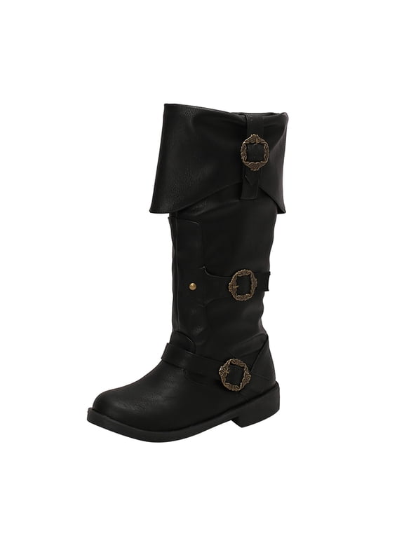 Women's Halloween Cosplay Boots Gothic Leather Steampunk Medieval Button-Up Footwear