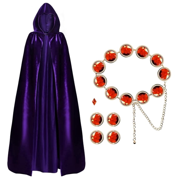 Women's Cosplay Halloween Costume,Purple Cape and Anime Cosplay Waist Belt, Costumes Props Set