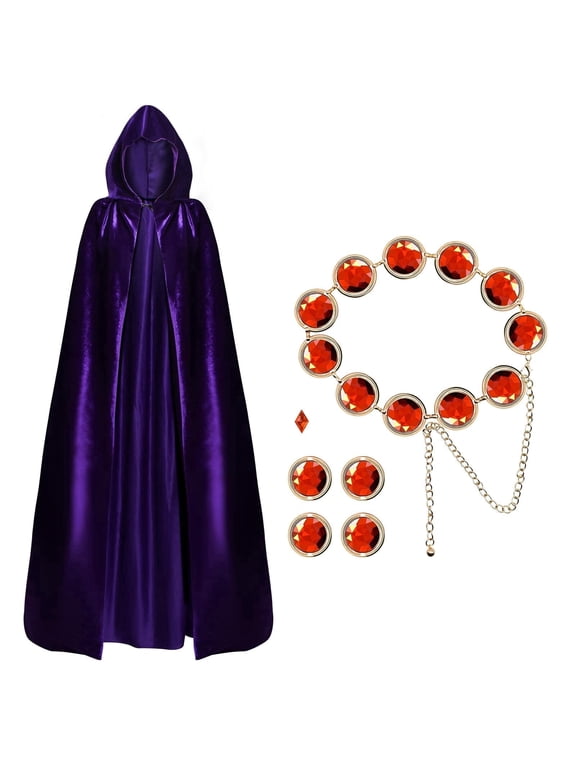 Women's Cosplay Halloween Costume,Purple Cape and Anime Cosplay Waist Belt, Costumes Props Set