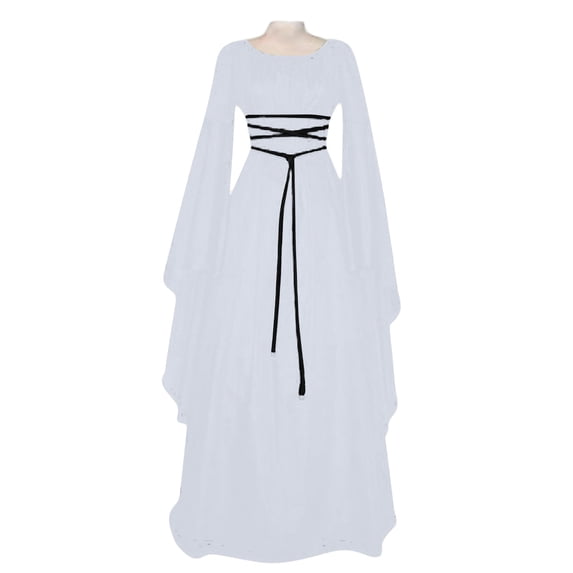 Women's Halloween Costume Dress, Long Sleeve Crew Neck Dress with Waist Belt, Asymmetrical Hem Casual Party Outfit for Halloween Cosplay and Themed Events