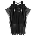 thumbnail image 1 of Women's Halloween Costume Gothic Dresses Punk Midi Dress Mesh Patchwork Sundresses Cocktail Dresses Elastic Waist Casual Dresses, 1 of 4