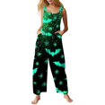 thumbnail image 1 of Women's Halloween Costume Jumpsuit Loose Fit Wide Leg Romper Overalls with Pockets, Happy Halloween Fall Harvest Festival Party Outfit M, 1 of 5
