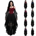 thumbnail image 1 of Women's Halloween Dressess Long Gothic Dress, Witch Costume Vampire Renaissance Butterfly Sleeve Mesh Party Retro Costumes, 1 of 7