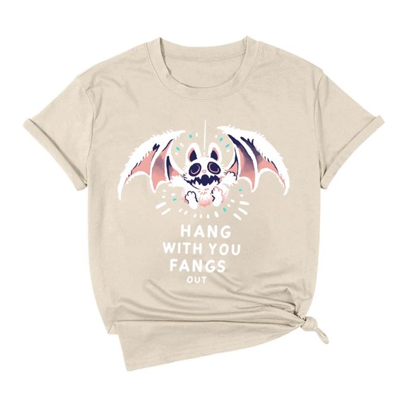 Women's Halloween Cute Bat Print Short Sleeve T Shirt