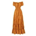 Women's Dress Women Elegant Irish Over Dress Smocked Waist Retro Gown