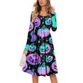 Women's Halloween Dresses Button Down Tshirts Dress Long Sleeve Crew