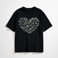 thumbnail image 1 of Women's Halloween Floral Heart Graphic T-Shirt, Spooky Short Sleeve Casual Tee, 1 of 7