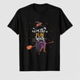 thumbnail image 1 of Women's Halloween Fun Witch Broom Graphic T-Shirt, 100% Cotton Short Sleeve Shirt, 1 of 6
