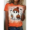 thumbnail image 1 of Women's Halloween Ghost Print T-Shirt Casual 1/4 Short Sleeve Soft And Fun Crew-Neck T-Shirt Top, 1 of 4