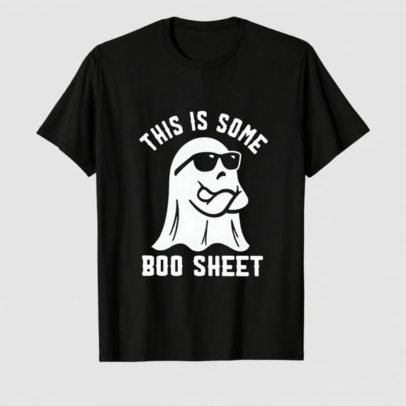 Women's Halloween Ghost Sunglasses Quote Graphic T-Shirt, 100% Cotton Short Sleeve Shirt
