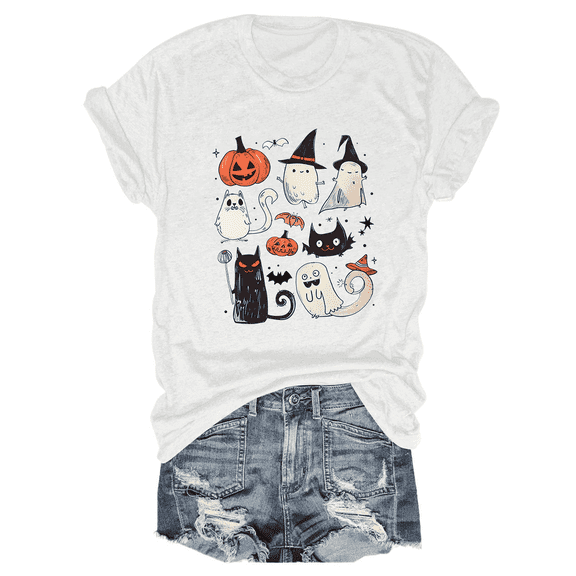 Women’s Halloween Ghost T-Shirt – Cute & Fun Spooky Graphic Tee for Costume Parties and Holiday Celebrations